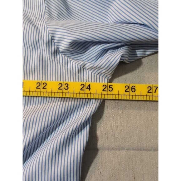 Banana Republic XL 17-17.5 Non Iron Classic Fit Blue Stripe Button Down Shirt - Picture 9 of 9